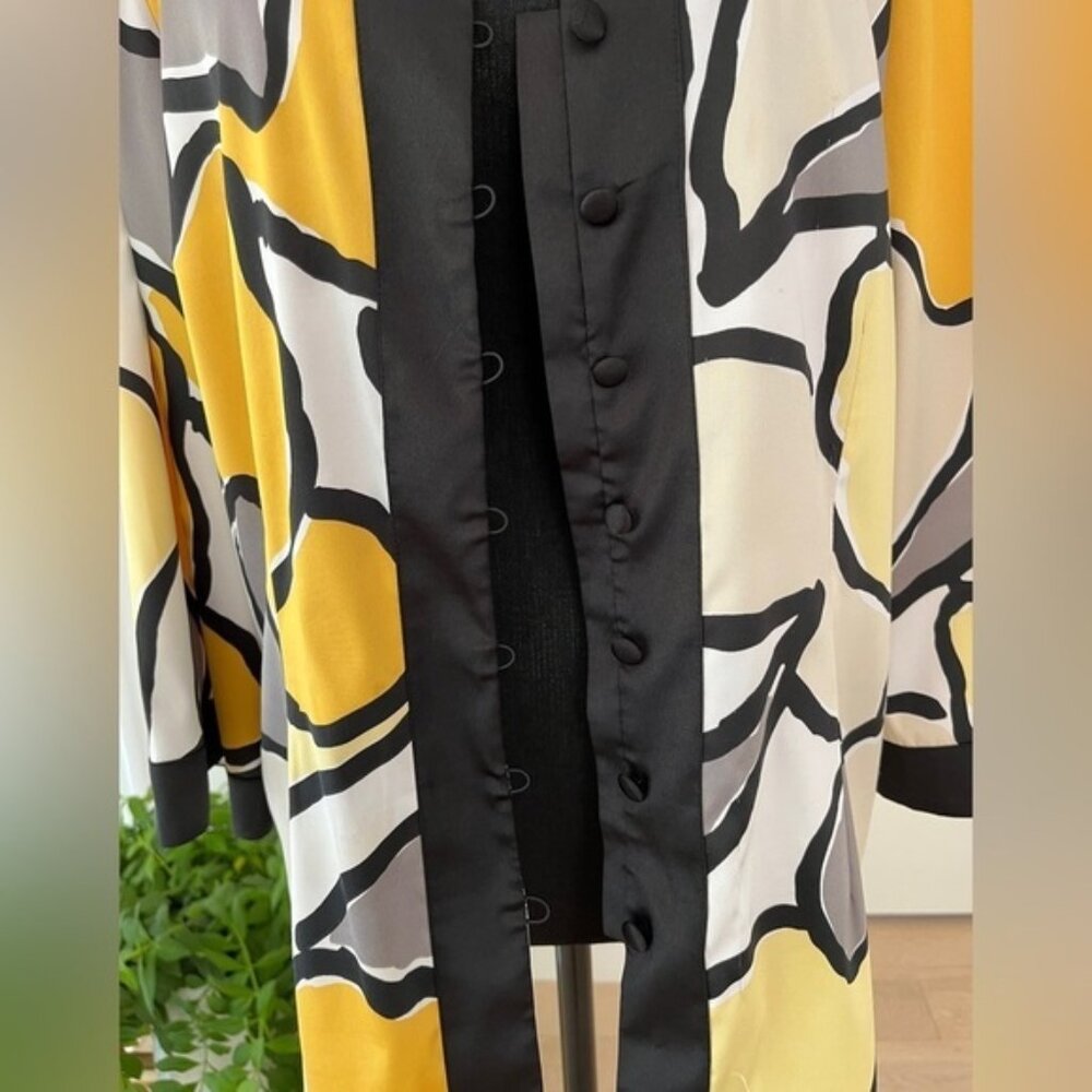 Style & Co Flowy Button Front Blouse Yellow Cream… - image 5